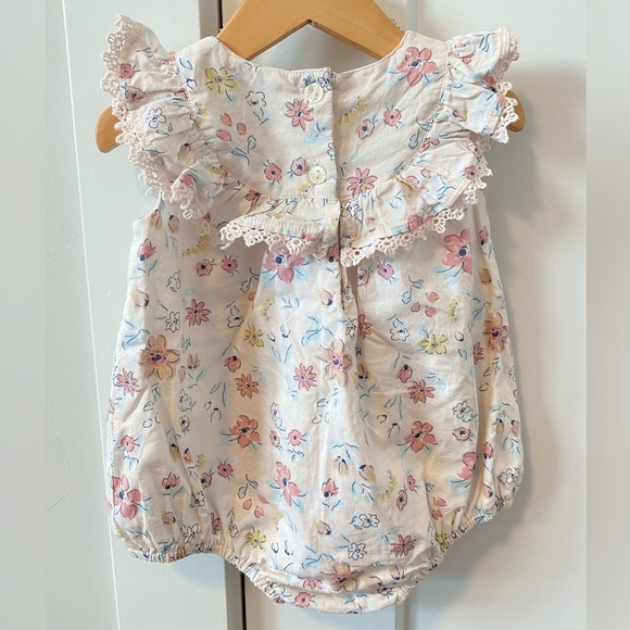 TAHARI Baby 6-9M cotton floral romper - Picture 2 of 3